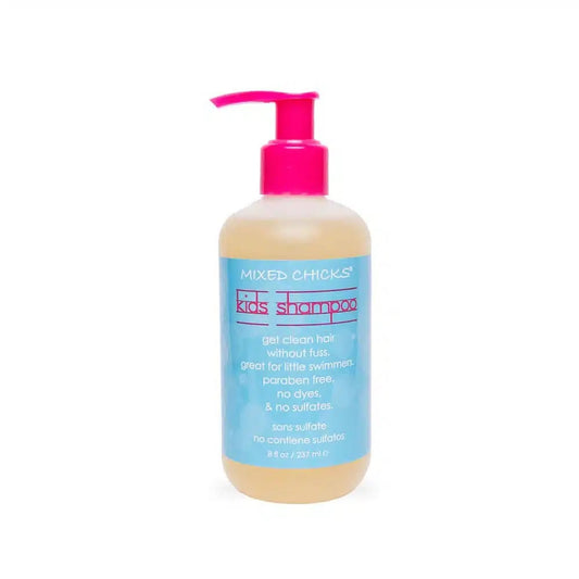 Mixed Chicks kids shampoo in an 8 oz bottle with a pump for gentle cleansing without sulfates