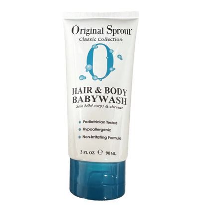 Original Sprout baby wash in a 3oz tube, pediatrician tested and hypoallergenic for gentle cleansing