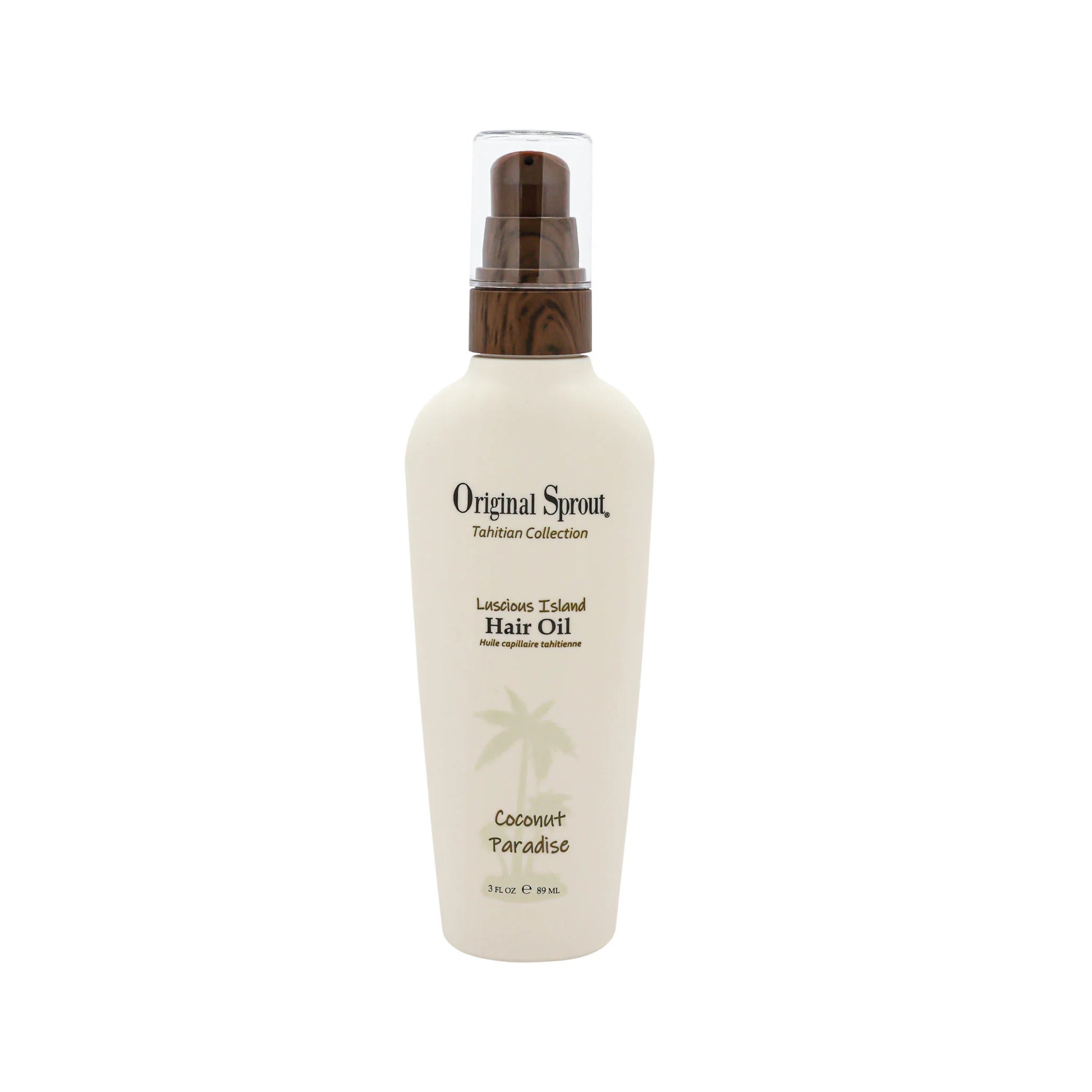 Original Sprout hair oil in a sleek bottle for shiny and healthy hair with a coconut scent