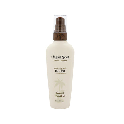 Original Sprout hair oil in a sleek bottle for shiny and healthy hair with a coconut scent