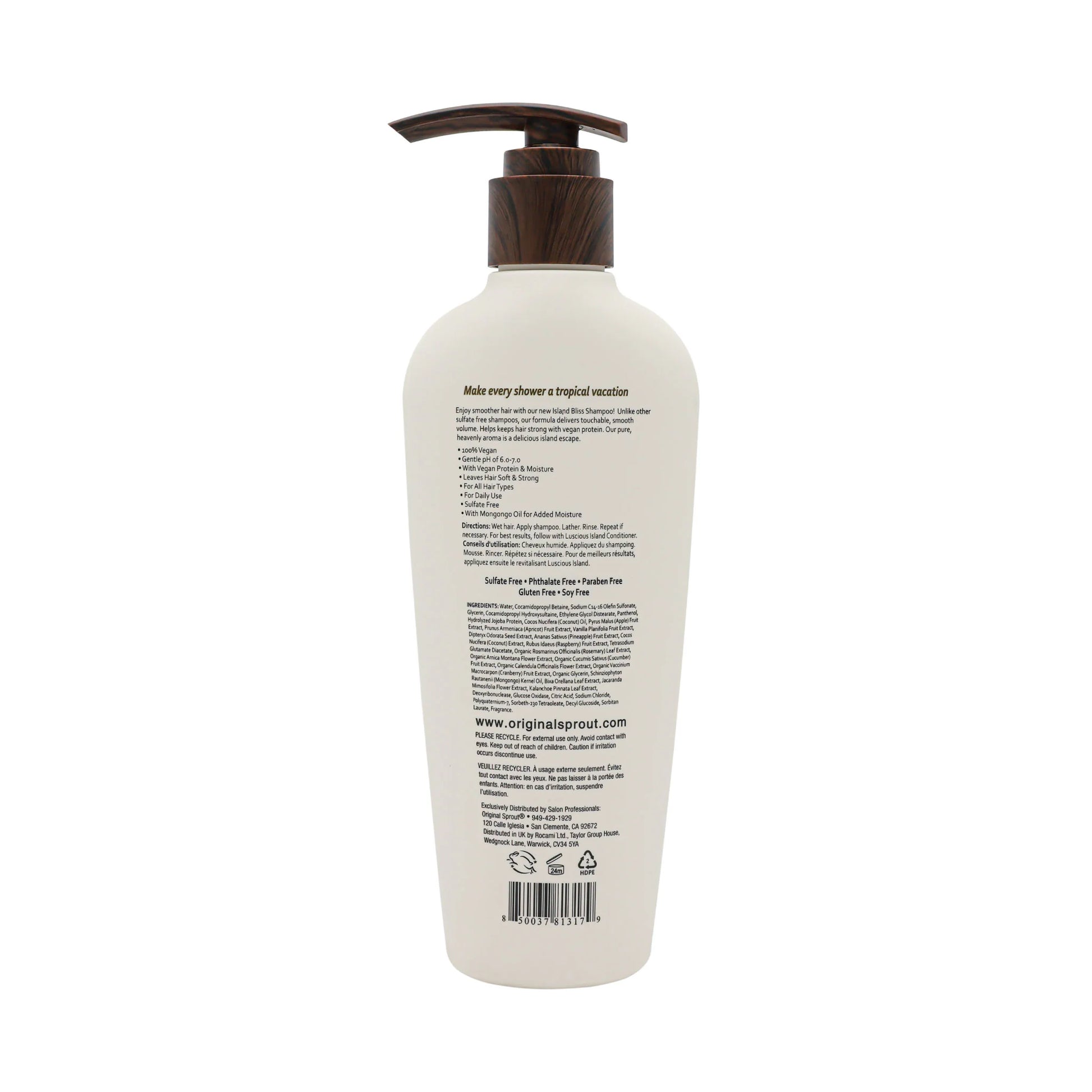 Original Sprout Island Bliss Shampoo bottle with pump for tropical vacation wash experience