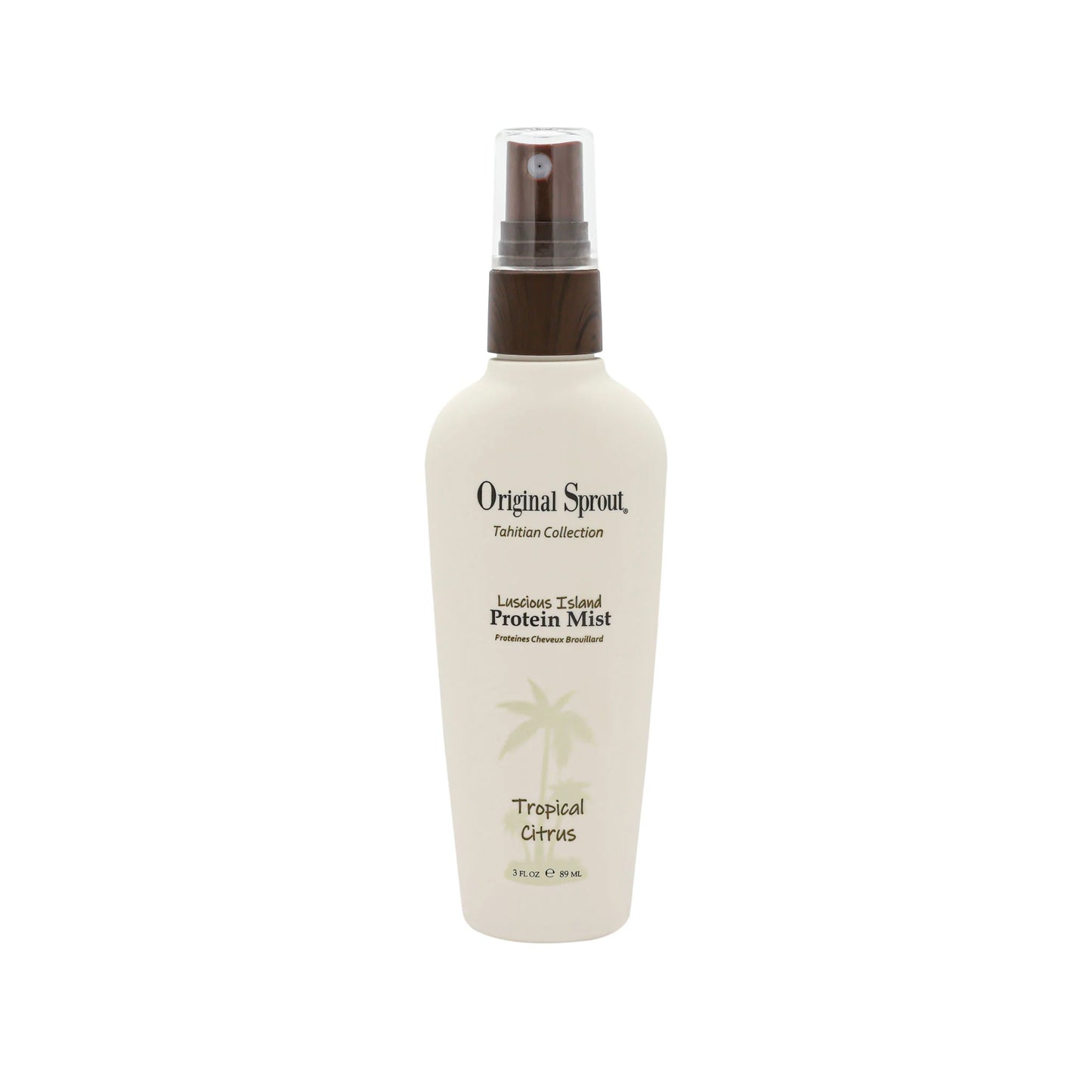 Original Sprout protein mist in a spray bottle with a tropical citrus scent for healthy hair nourishment