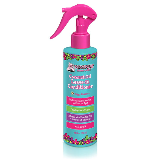 Piggy Paint Coconut Oil Leave-In Conditioner in a spray bottle for healthy and nourished hair