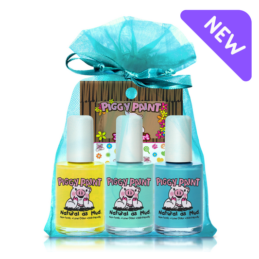 Piggy Paint non-toxic kids nail polish set in bright colors, perfect for safe and fun kids manicures