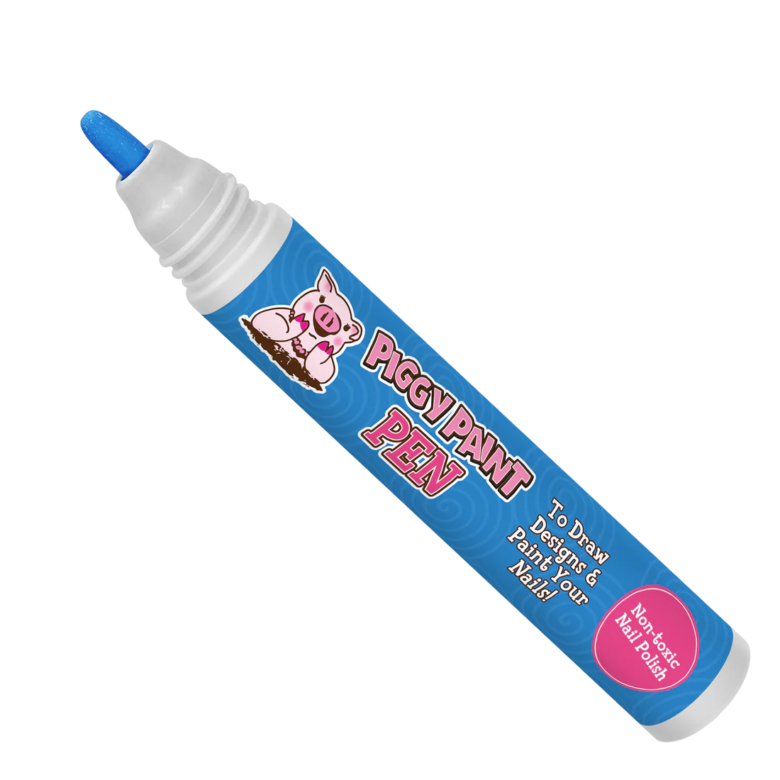 Piggy Paint pen polishes in blue for easy nail art designs and creative coloring