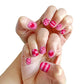 Colorful manicure with pink designs using Piggy Paint pen polishes for fun nail art
