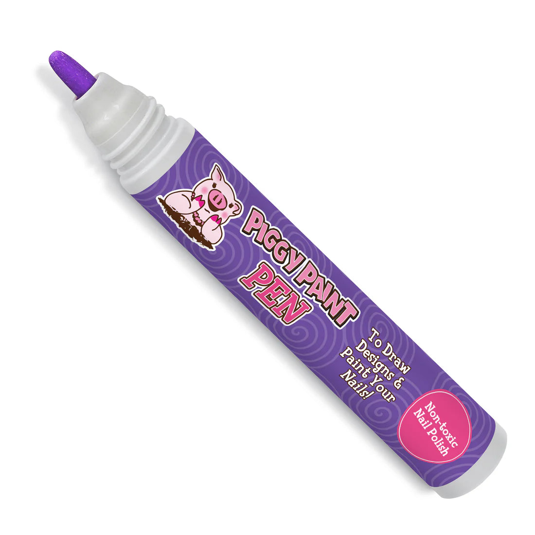 Piggy Paint pen polishes in purple for easy nail art and designs with non-toxic formula