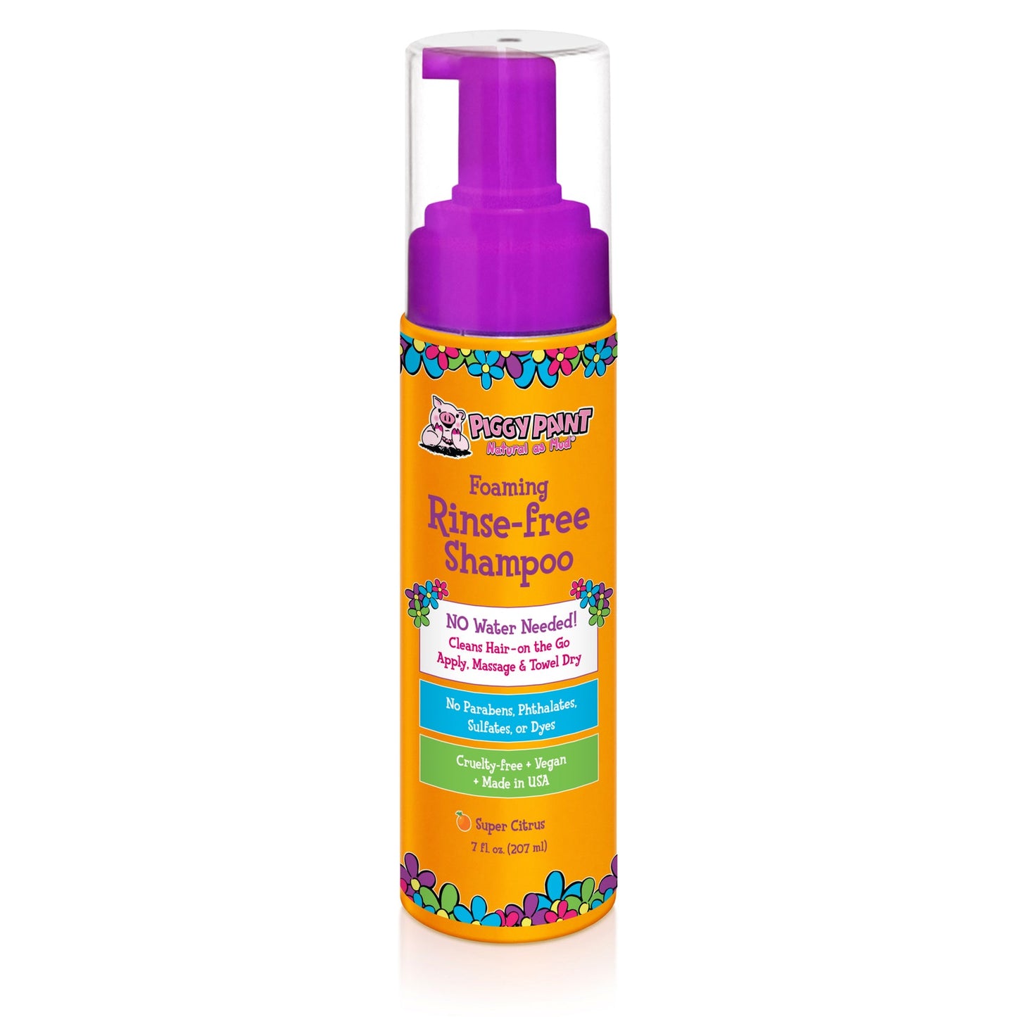 Piggy Paint Foaming Rinse-free Foaming Shampoo for Easy On-the-Go Cleaning with No Water Needed