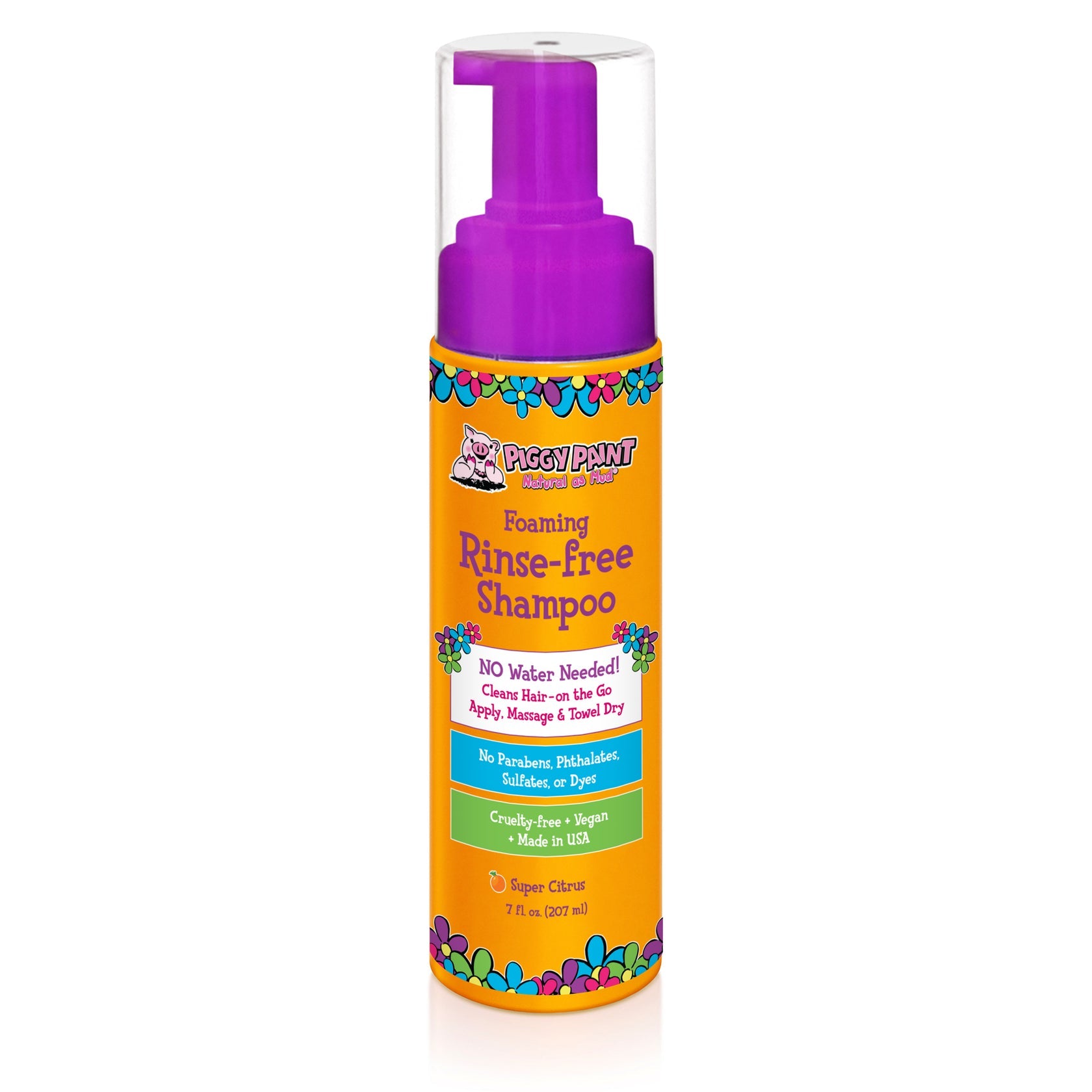 Piggy Paint Foaming Rinse-free Foaming Shampoo for Easy On-the-Go Cleaning with No Water Needed