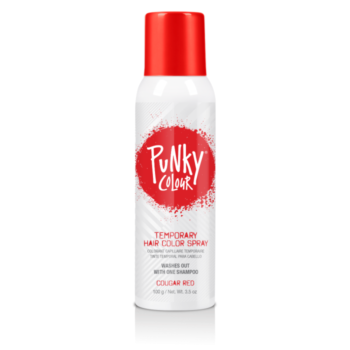 Punky Colour Temporary Hair Color Spray in Cougar Red for bold, vibrant color that washes out easily