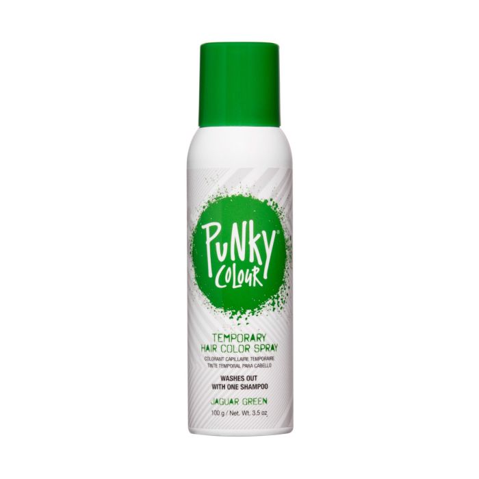 Punky Colour Jaguar Green temporary hair color spray for vibrant, quick hair transformations