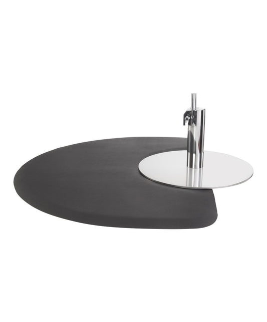 3x4 anti-fatigue mat for salons black semicircular mat with cutout for salon chair base and beveled edge