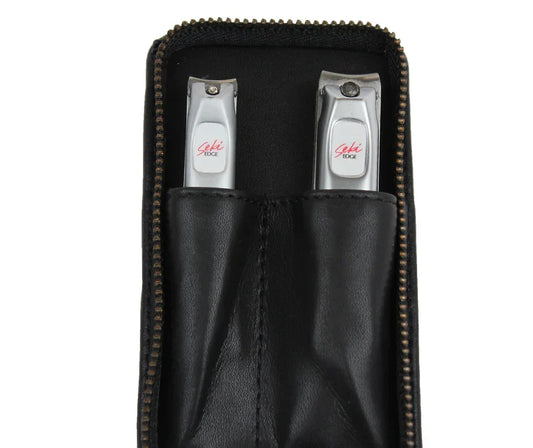 Seki Edge Men Grooming Kit with Stainless Steel Nail Clippers in a Stylish Black Pouch