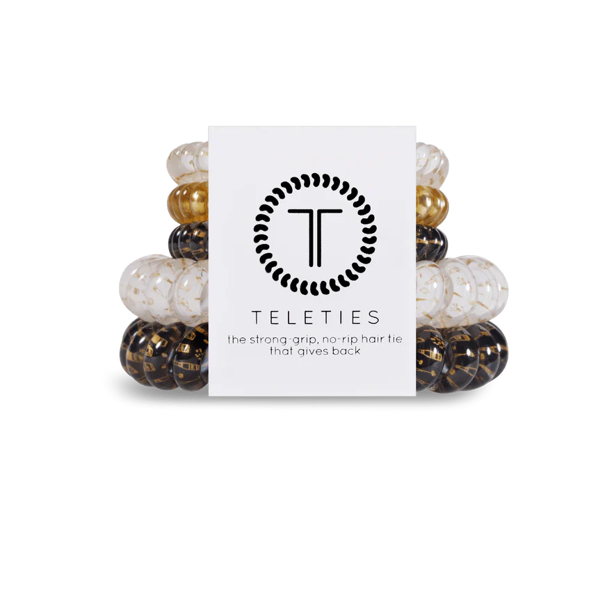 Teleties hair ties multipack featuring strong grip no-rip designs in various colors for secure hairstyles