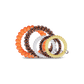 Teleties hair ties multipack in vibrant colors including orange, black, yellow, and clear for all hair types