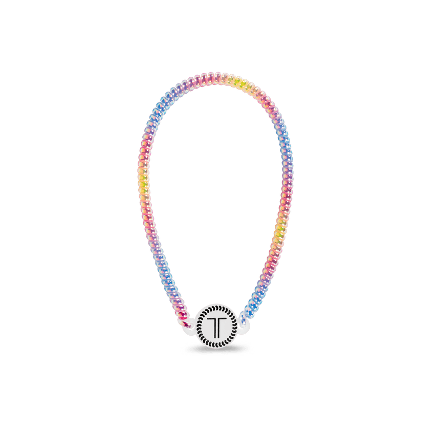 Teleties headband in rainbow gradient with durable design for all hair types