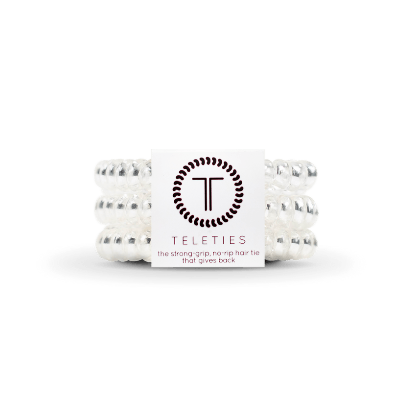 Teleties small hair ties in clear color for secure and stylish hair styling