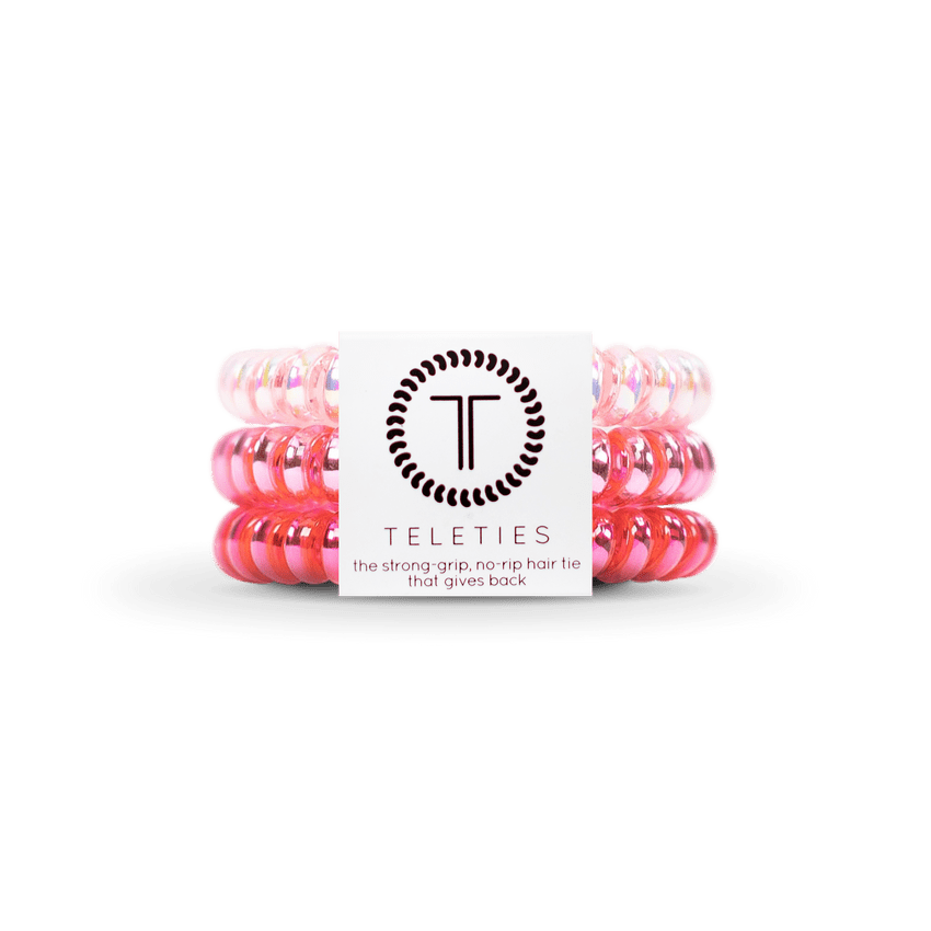 Teleties small hair ties in gradient pink and peach colors for a strong grip and no-rip hold