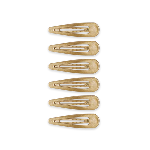 Teleties snap hair clips in gold, set of six for stylish hair accessories