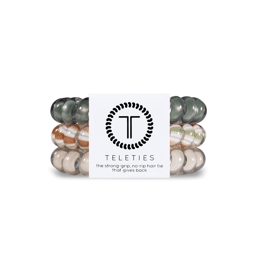 Teleties strong grip hair ties in assorted colors, ideal for no-rip hair styling and support