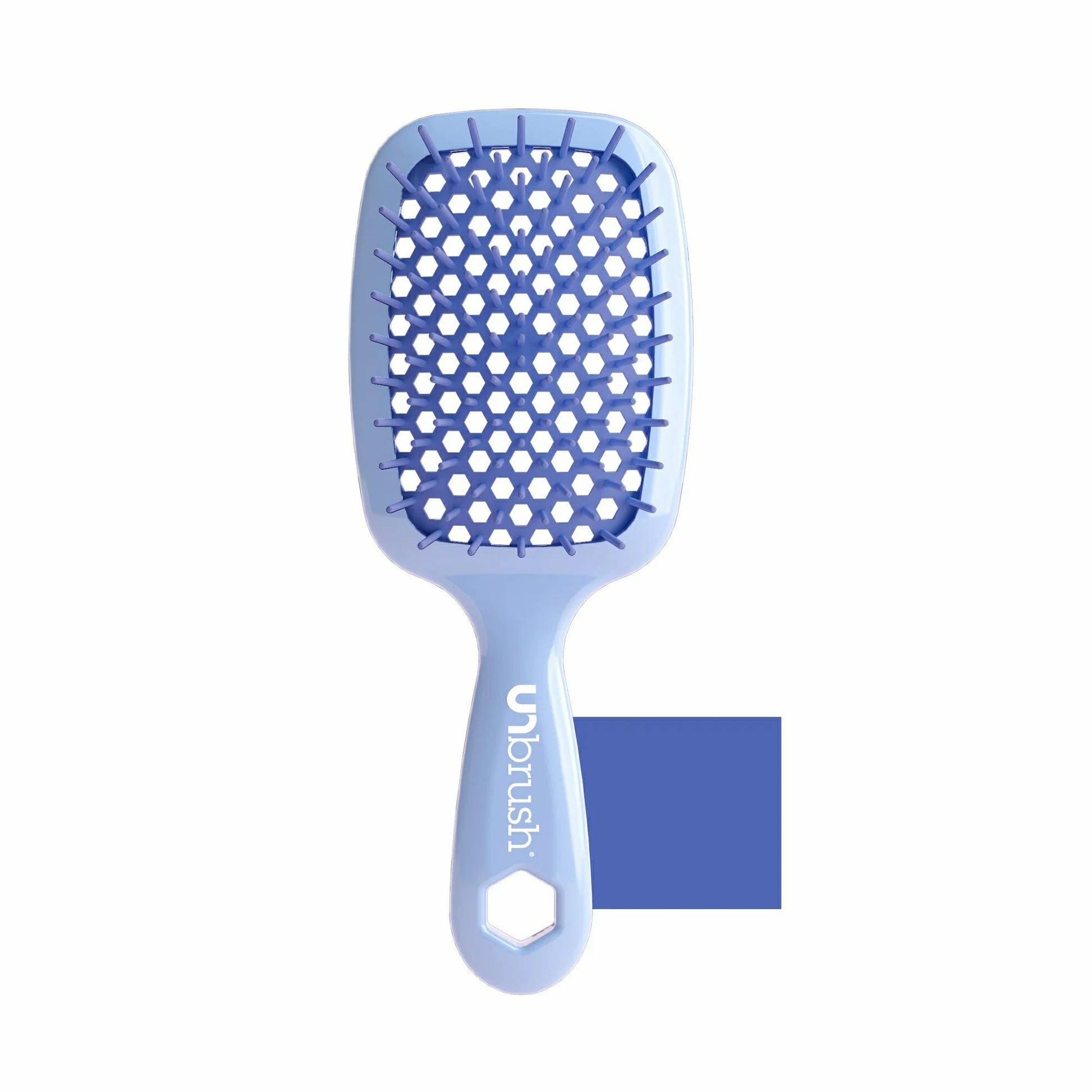 Unbrush detangling hair brush in light blue color designed for effortless detangling of all hair types