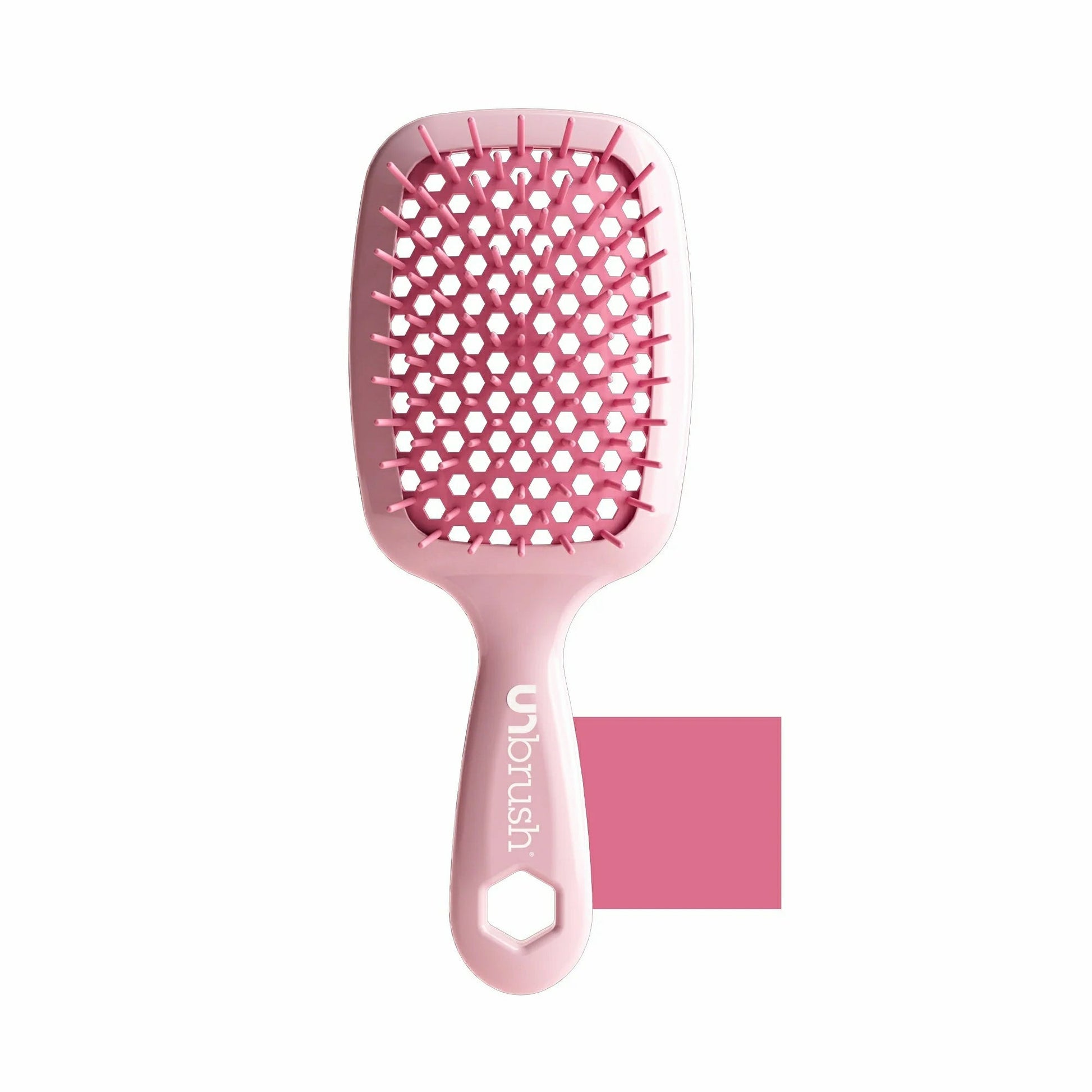 Unbrush detangling hair brush in pink for effortlessly untangling and smoothing hair