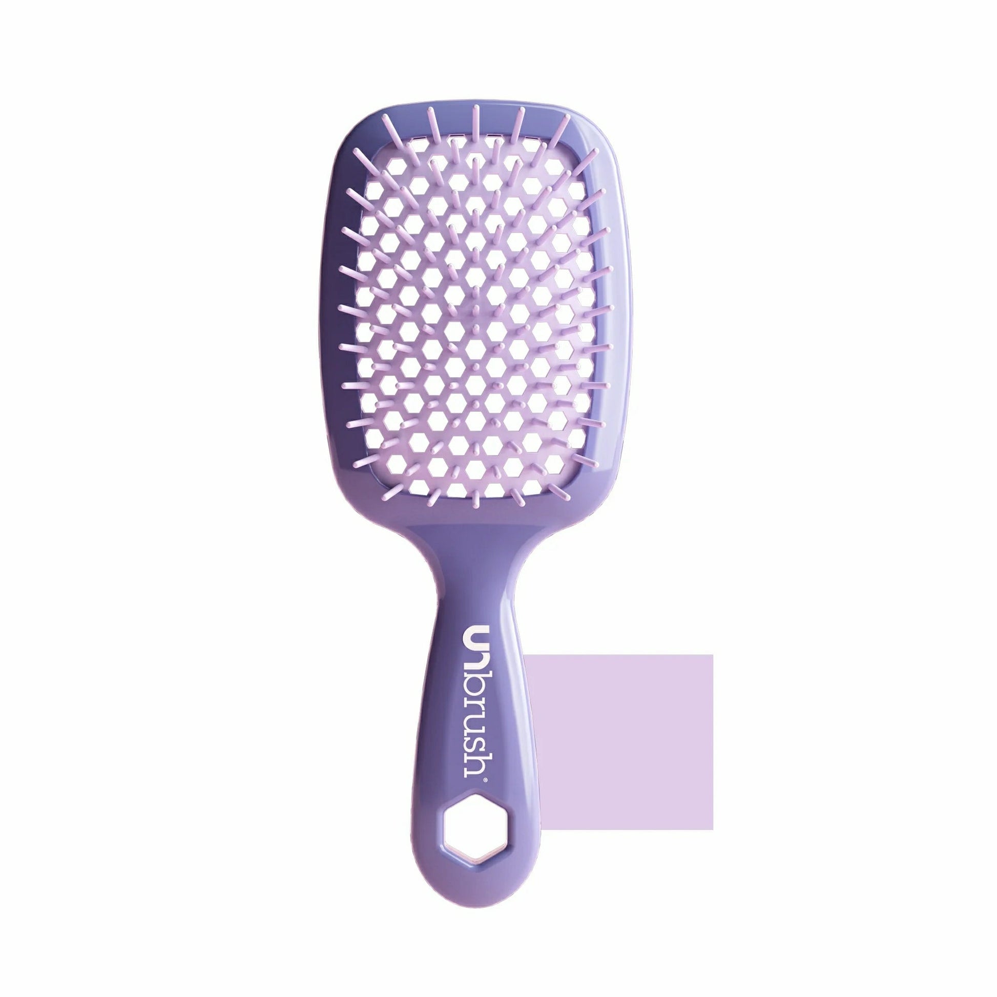 Unbrush detangling hair brush with a purple design for easy hair detangling and styling