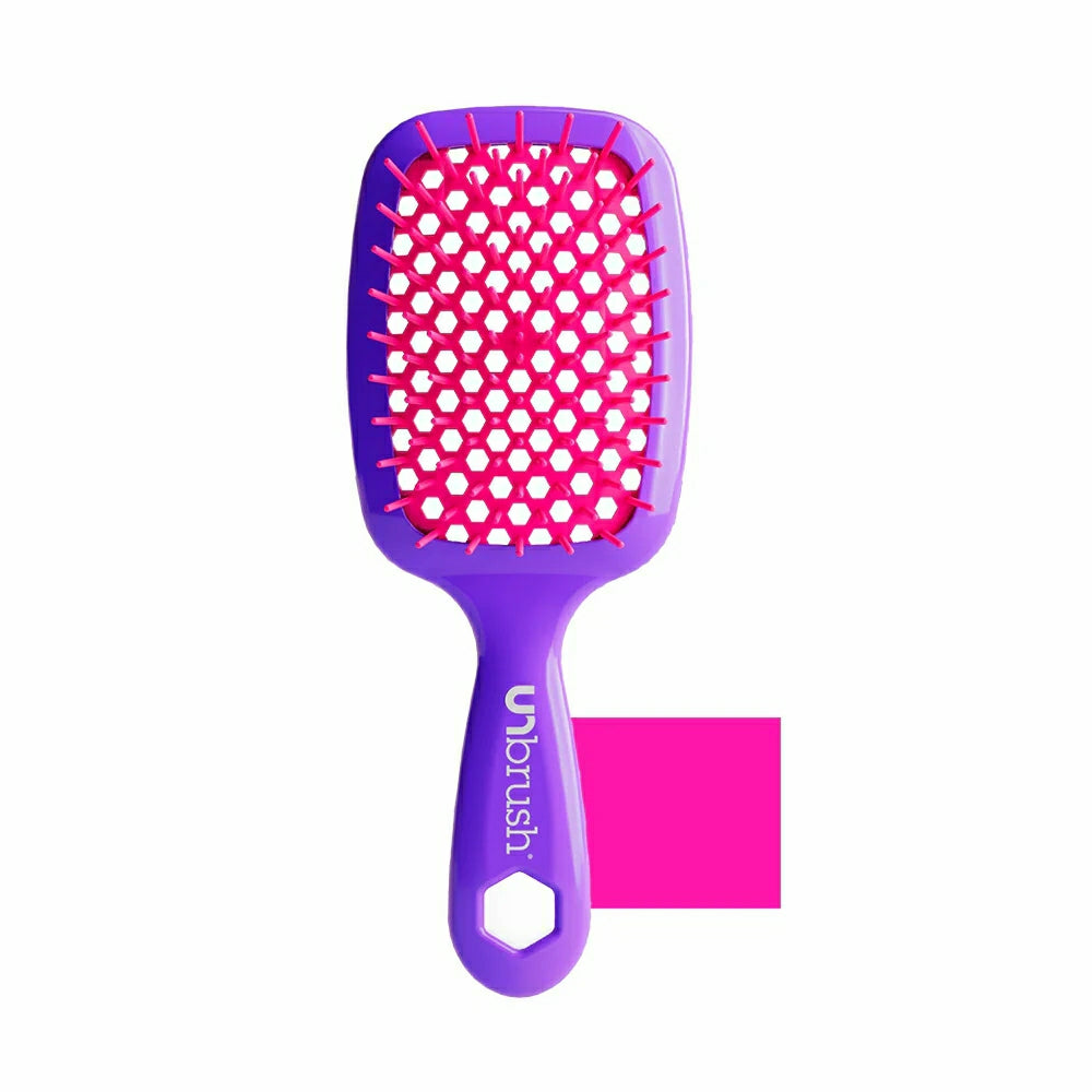 Unbrush detangling hair brush in purple and pink for effortlessly smooth and manageable hair