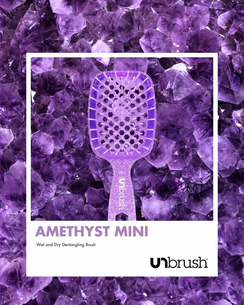 Unbrush Amethyst Mini Detangling Hair Brush for wet and dry use, perfect for smooth and tangle-free hair