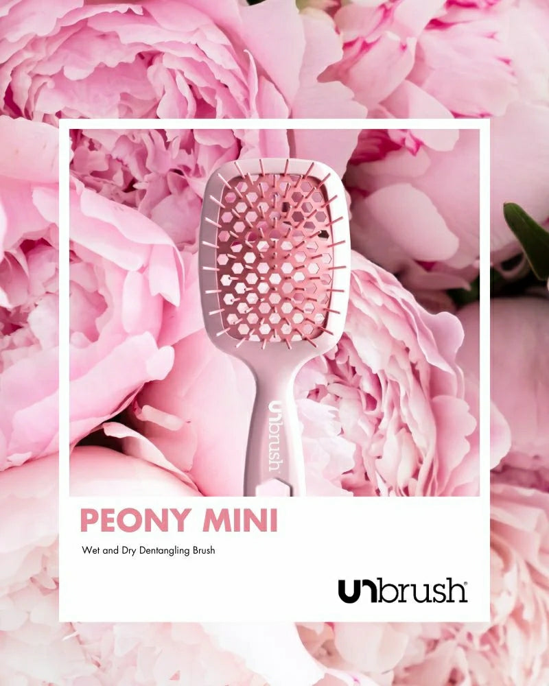 Unbrush Peony Mini Wet and Dry Detangling Brush in Pink for Effortless Hair Styling