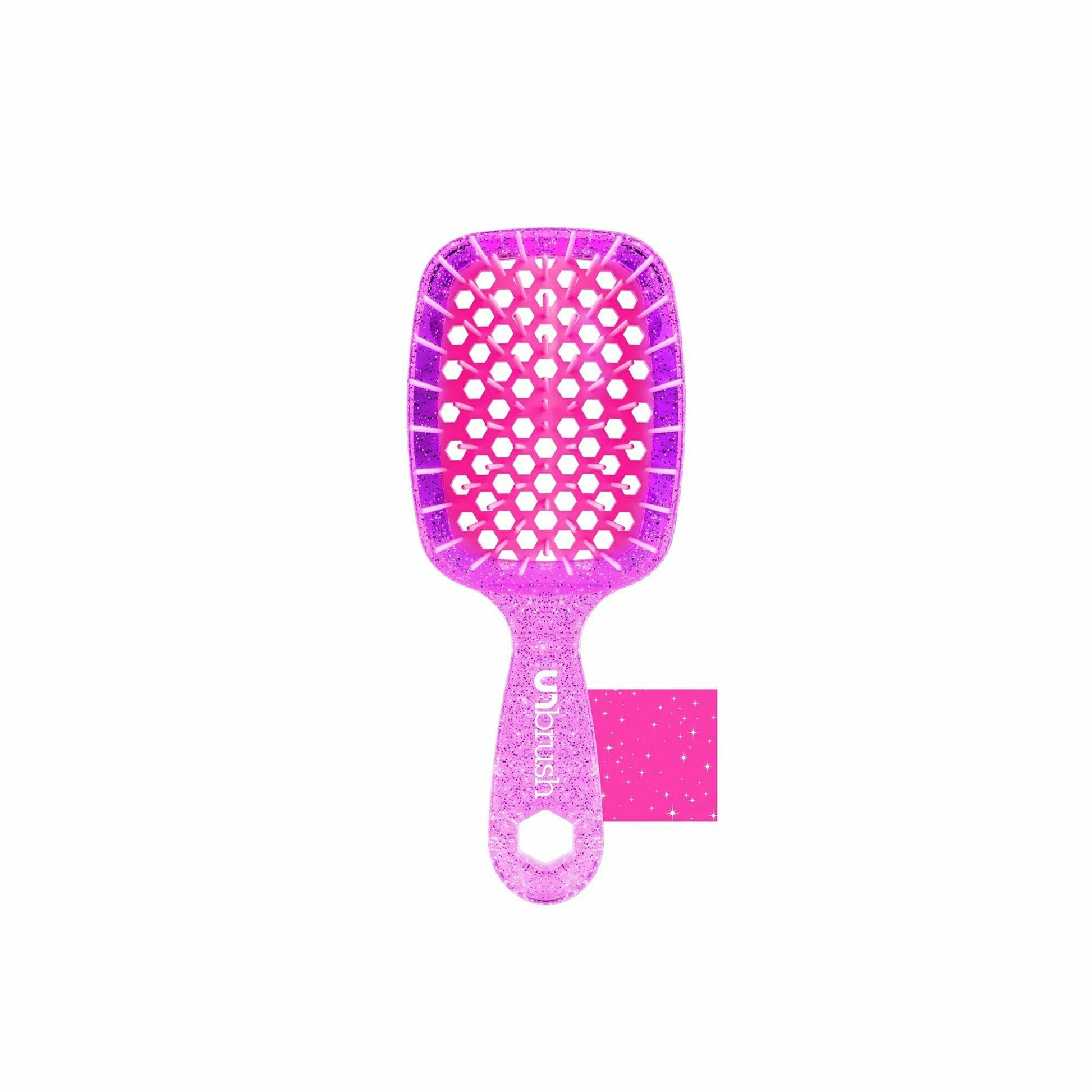 Unbrush Mini Detangling Hair Brush in Pink with Glittery Finish for Effortless Hair Styling
