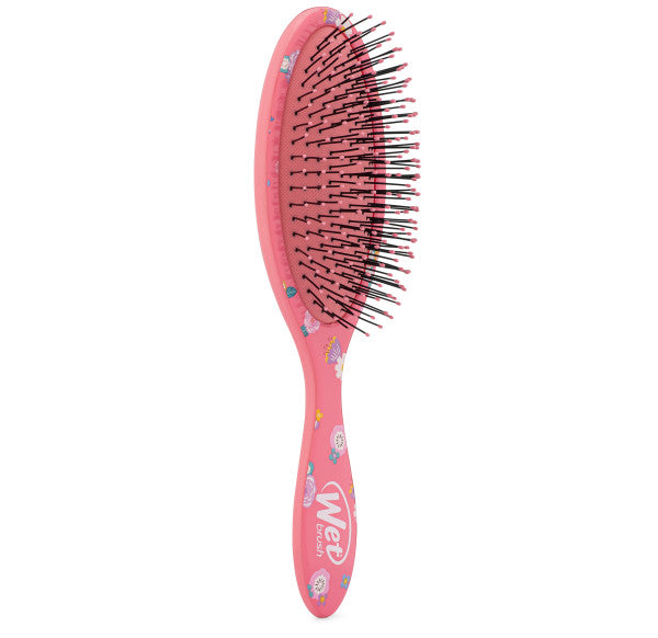 Hello Kitty detangler brush by Wet Brush featuring a fun pink design and flexible bristles for easy hair detangling