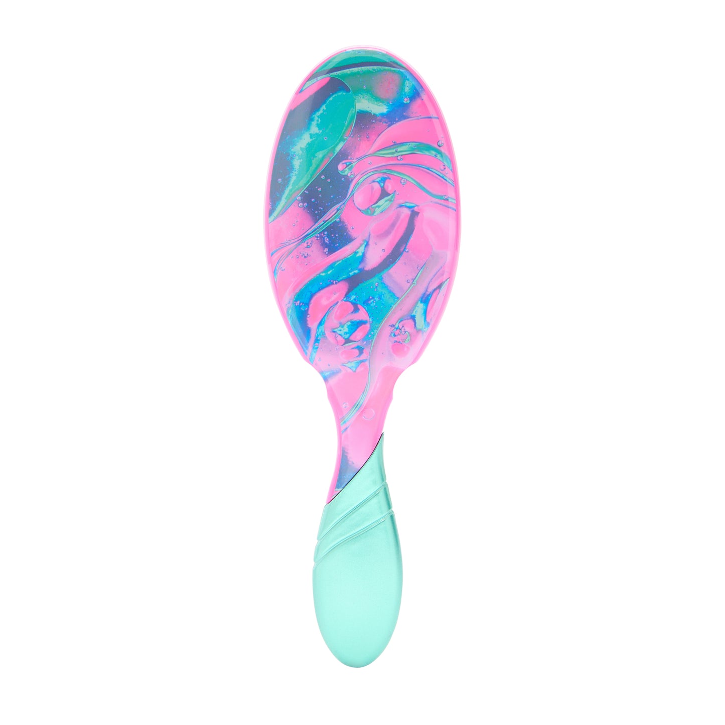 Wet Brush Neon Glow Pro Detangler with a vibrant pink and blue marbled design for easy hair detangling