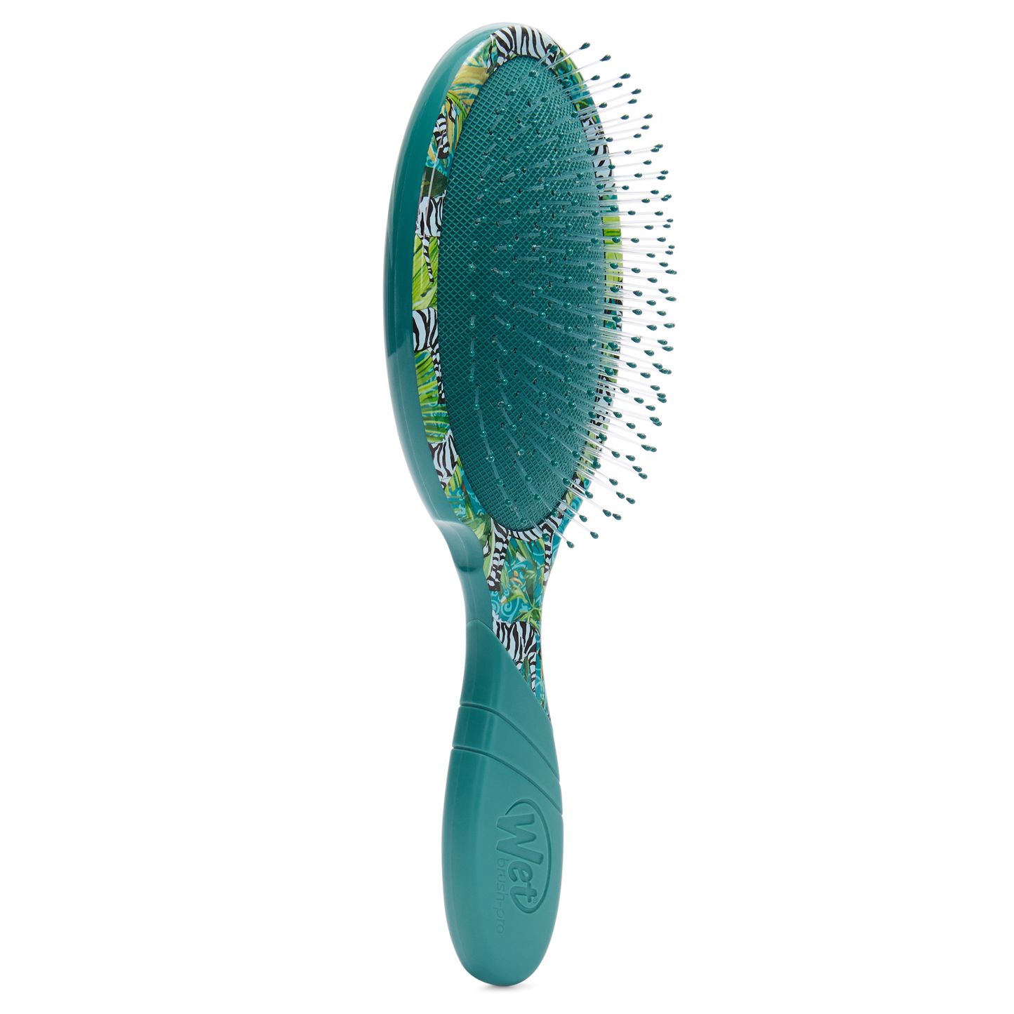 Wet Brush Pro Detangler in teal with a vibrant floral design for easy hair detangling
