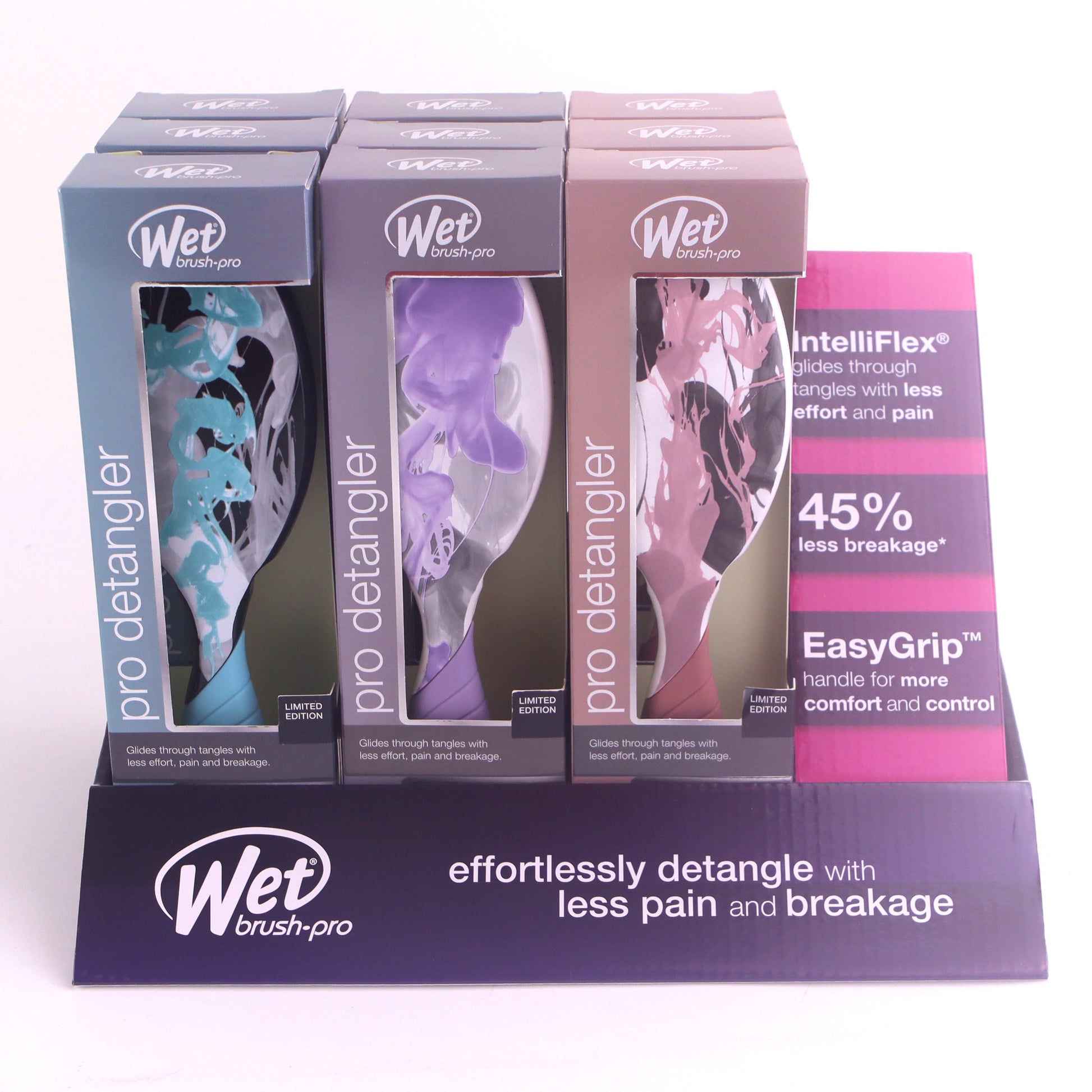 Wet Brush Pro Detangler Hair Brushes in Various Colors with EasyGrip Handle for Effortless Detangling
