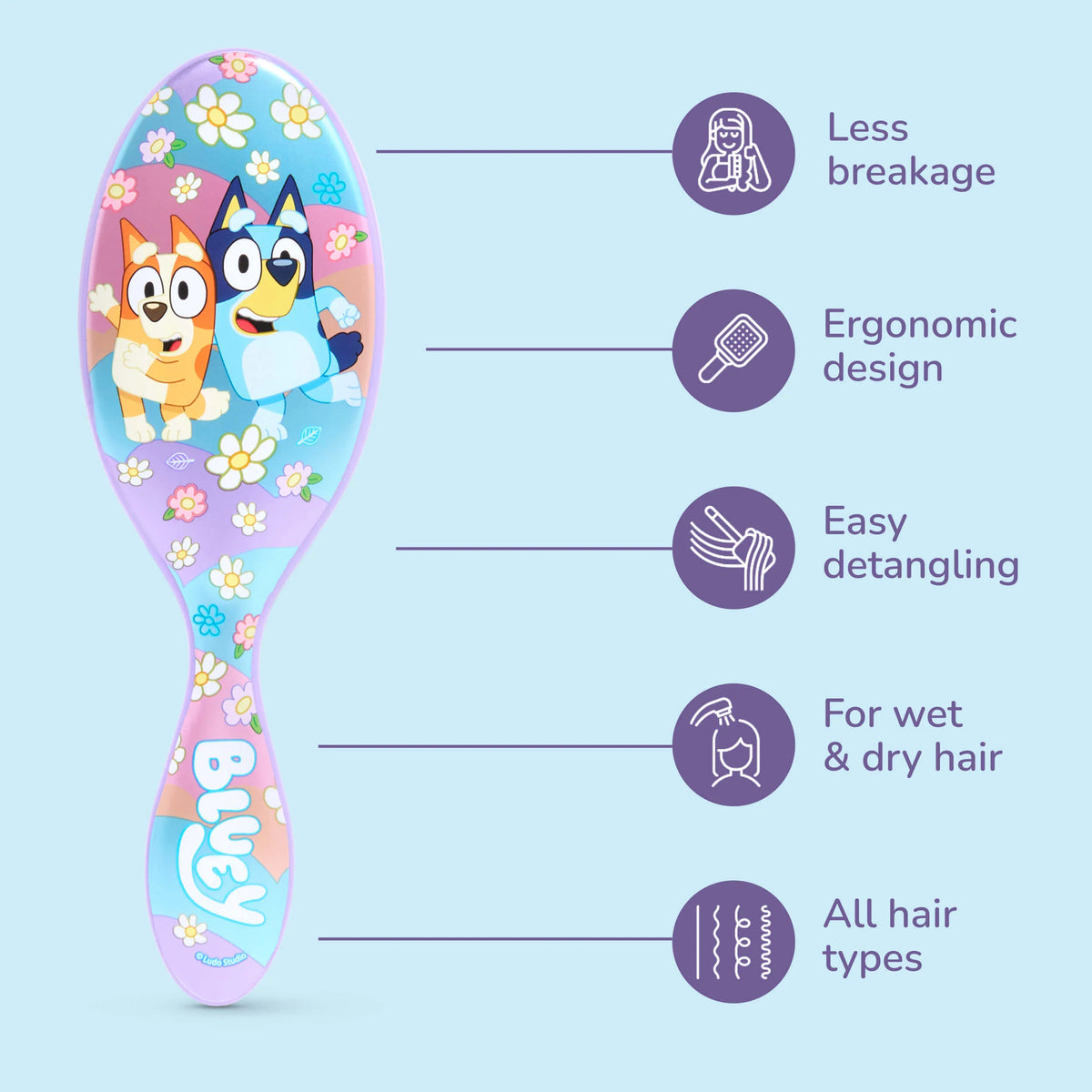 Wet Brush Bluey Detangler Hair Brush designed for easy detangling and suitable for all hair types