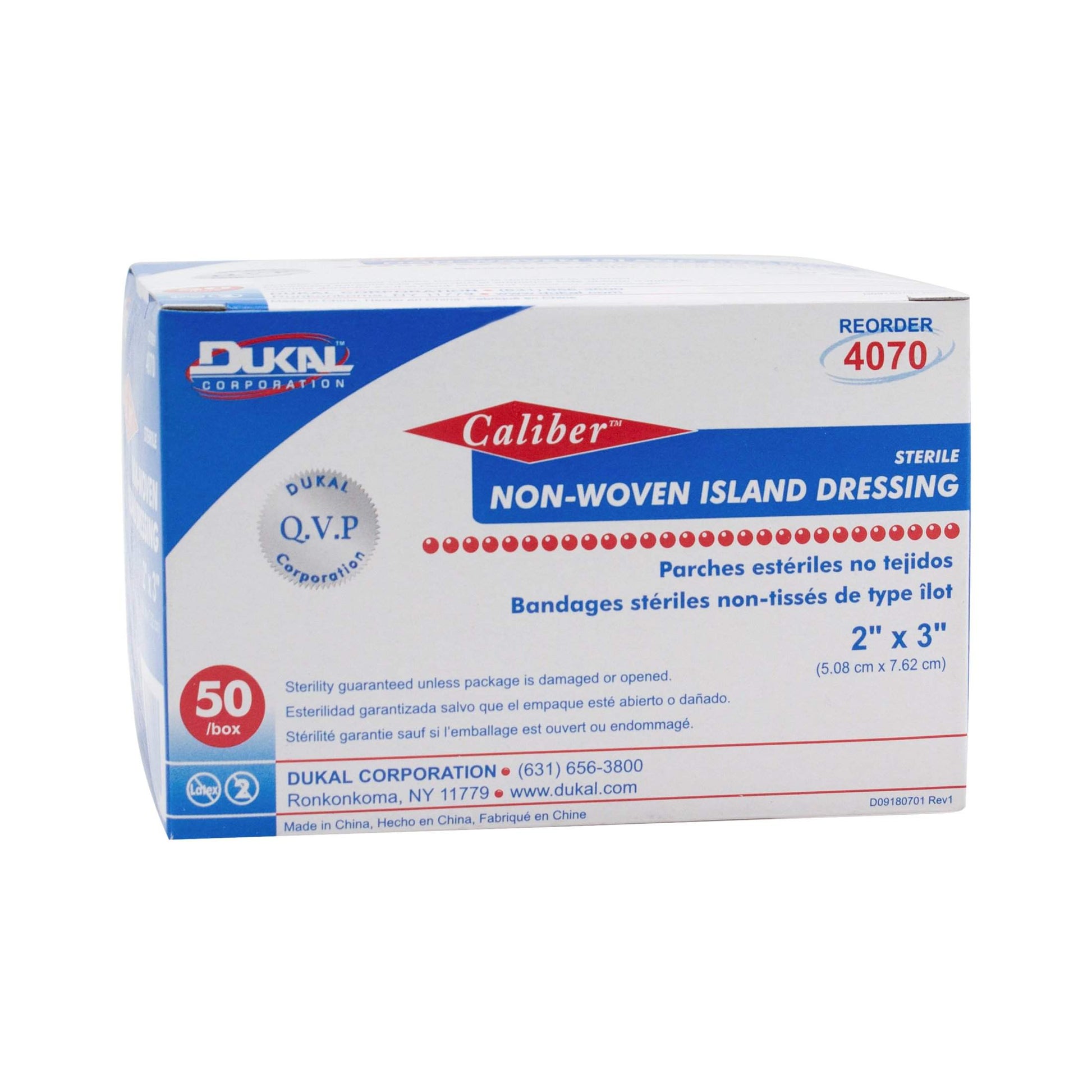 4070 Dressing Caliber Island Wound LF St Cotton 2x3" Non-Woven 50 Per Box Part No. 4070 by- Dukal Corporation-Dukal-Brand_Dukal/ Dawn Mist,Collection_Lifestyle,Dukal_ Bandage,Dukal_Medical,Life_Medical