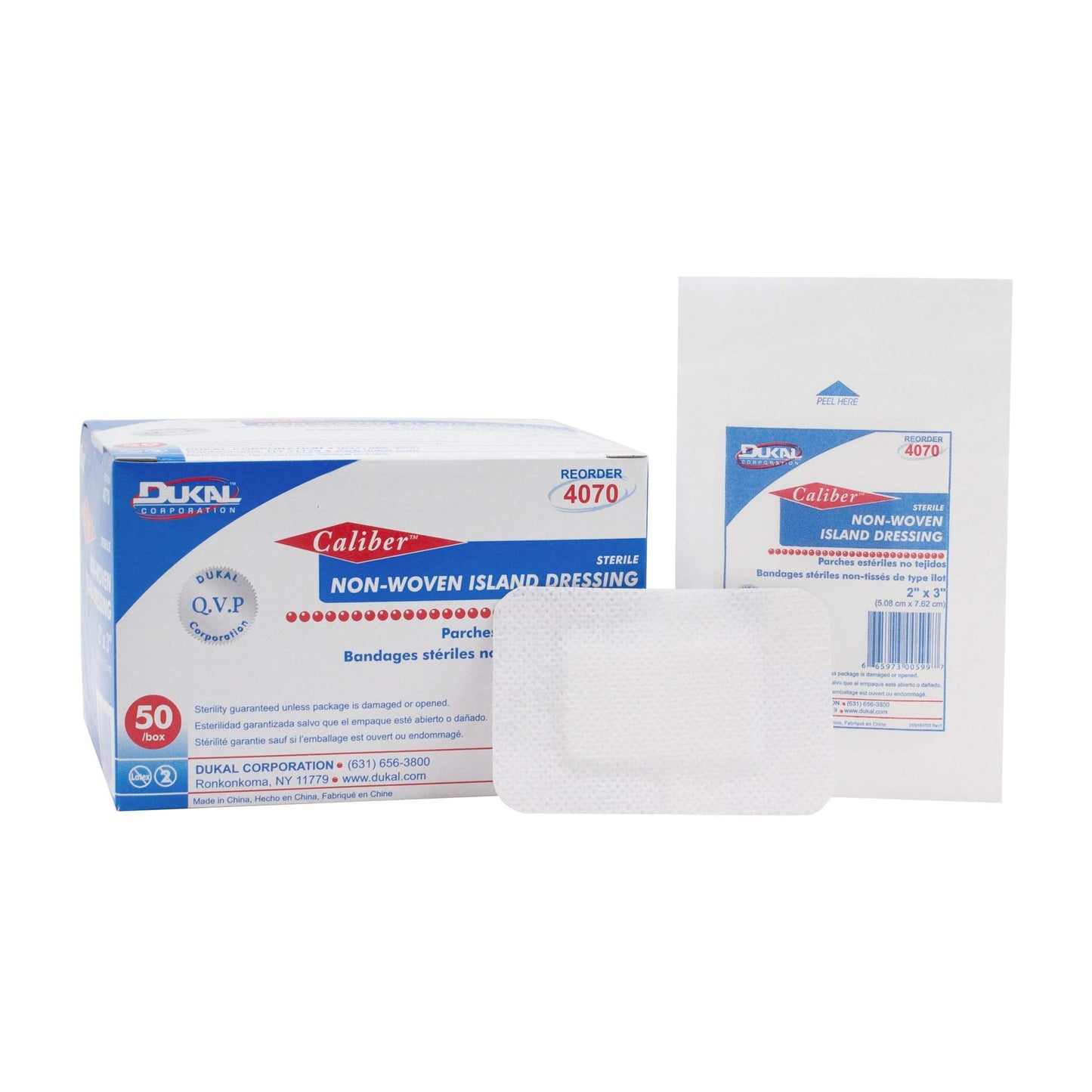 4070 Dressing Caliber Island Wound LF St Cotton 2x3" Non-Woven 50 Per Box Part No. 4070 by- Dukal Corporation-Dukal-Brand_Dukal/ Dawn Mist,Collection_Lifestyle,Dukal_ Bandage,Dukal_Medical,Life_Medical