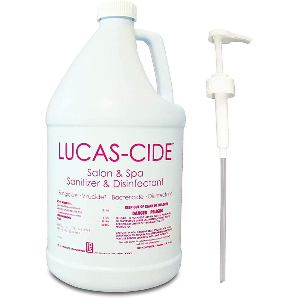 LUCAS-CIDE Salon and Spa Disinfectant 1 Gallon (Pink) Bundle with Pump