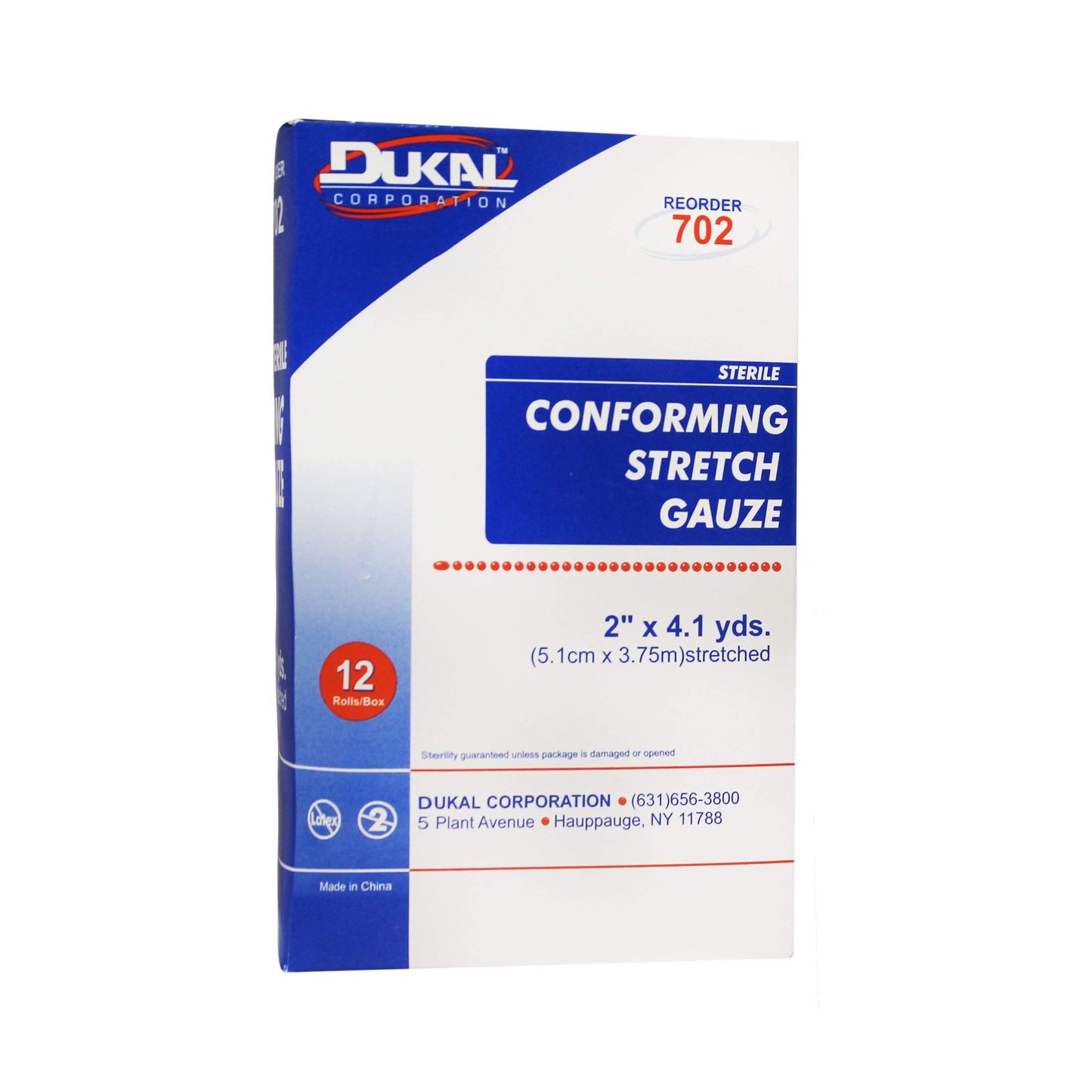 Dukal - 702 DUKAL Conforming Stretch Gauze Bandage, 2" x 4.1 yd, Sterile (Pack of 12)-Dukal-Brand_Dukal/ Dawn Mist,Collection_Lifestyle,Dukal_ Bandage,Dukal_Gauze,Dukal_Medical,Life_Medical,Life_Personal Care
