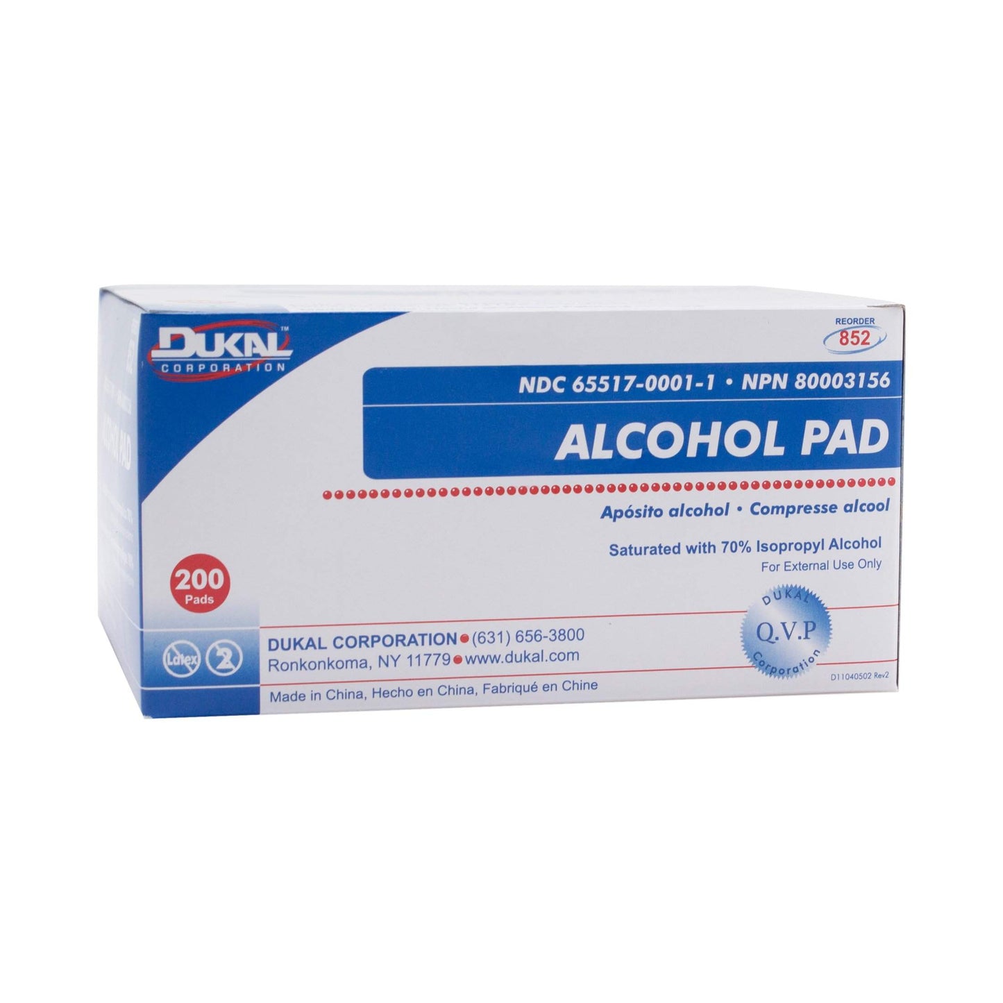 Dukal Alcohol Pads, White, 200 Count-Dukal-Brand_Dukal/ Dawn Mist,Collection_Lifestyle,Collection_Nails,Dukal_Medical,Dukal_Spa,Life_Medical,Life_Personal Care