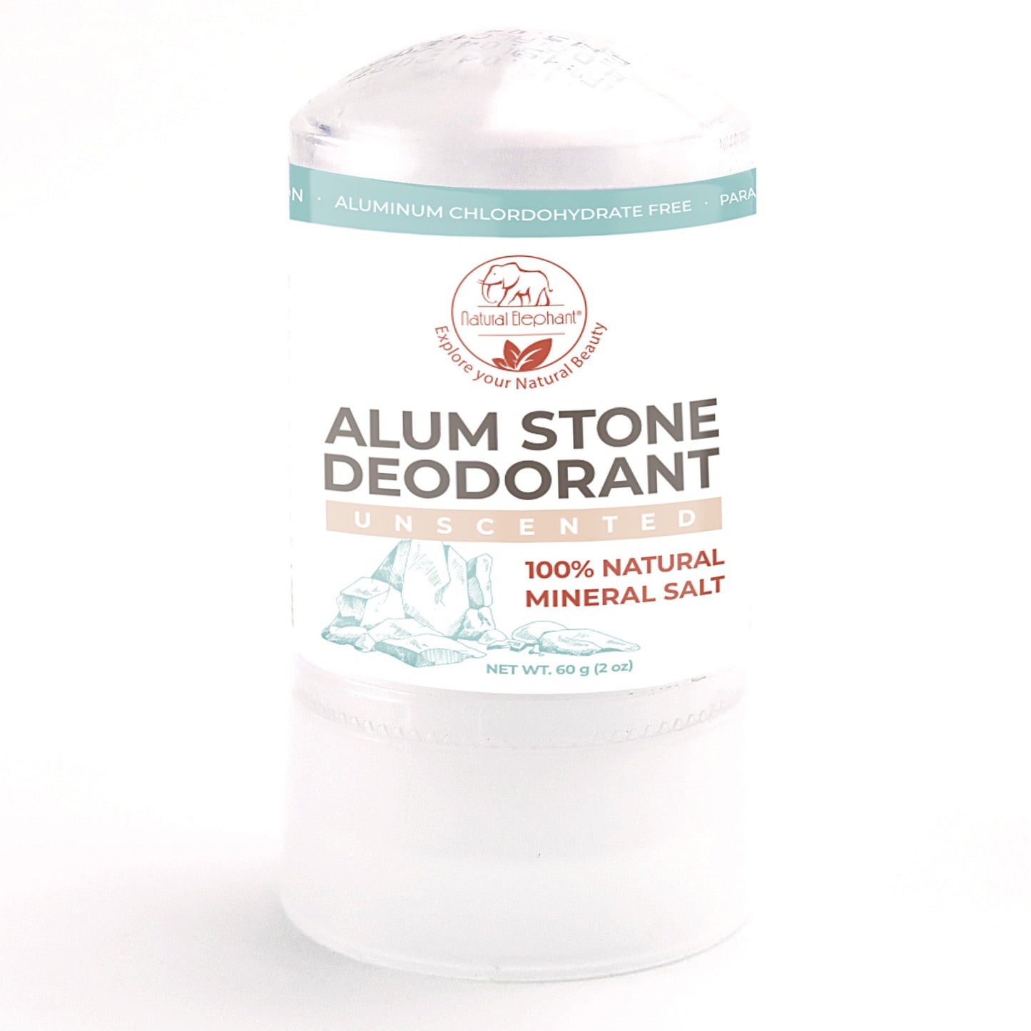 Natural Elephant Alum Natural Deodorant Stick 2 oz