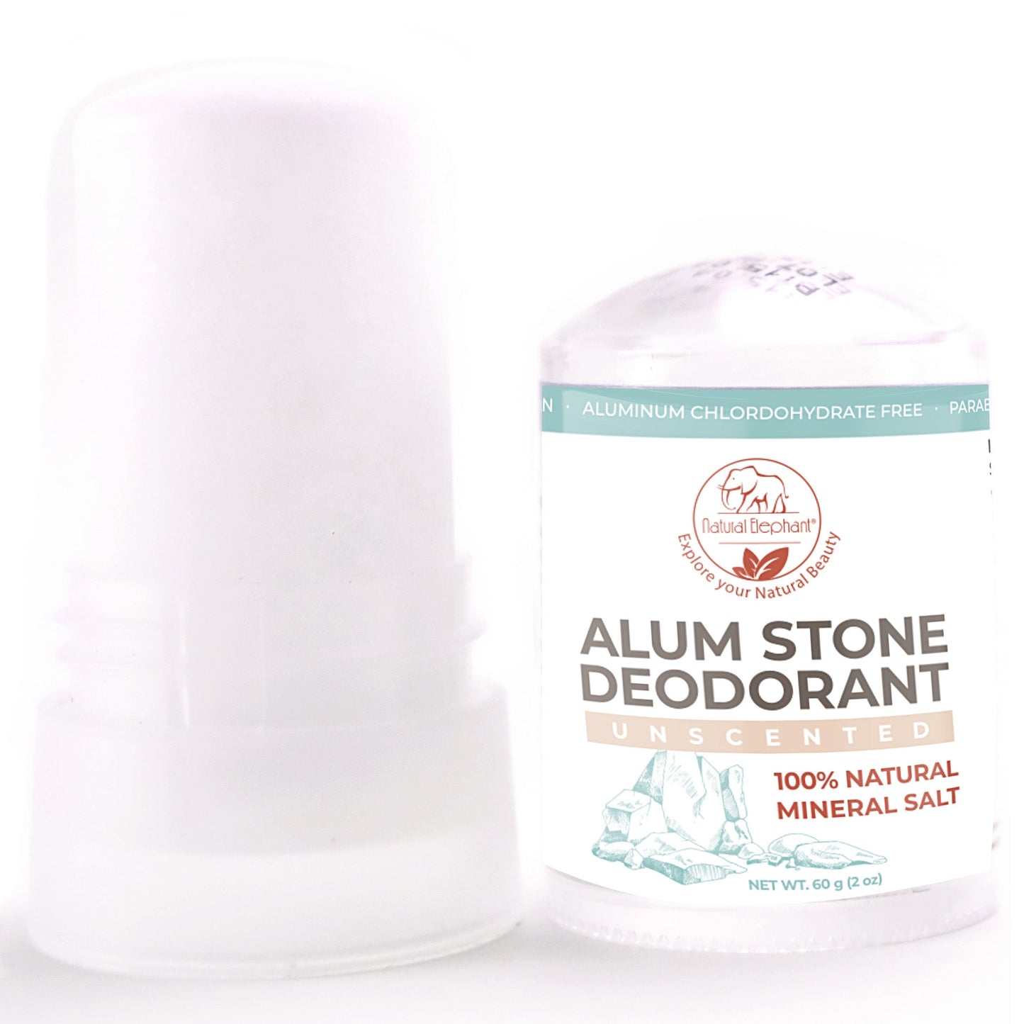 Natural Elephant Alum Natural Deodorant Stick 2 oz