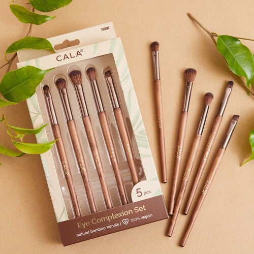 Cala Dark Bamboo Eye Complexion Makeup Brush Set- 5pc