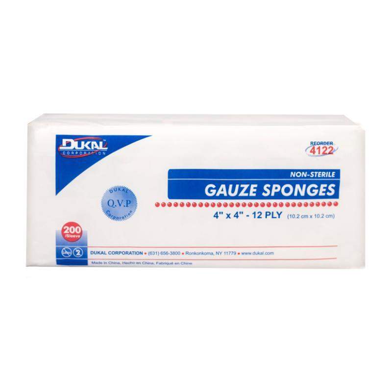 Dukal Gauze Sponge, 12-Ply, Non-Sterile, 4" x 4" (Pack of 200)-Dukal-Brand_Dukal/ Dawn Mist,Collection_Lifestyle,Collection_Skincare,Dukal_Gauze,Dukal_Medical,Dukal_Spa,Life_Medical