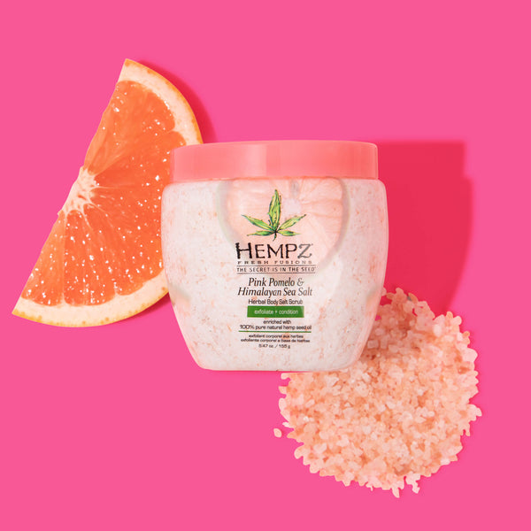 Hempz Herbal Body Salt Scrub Fresh Fusions Pink Pomelo & Himalayian Sea Salt Scent 5.47 oz.