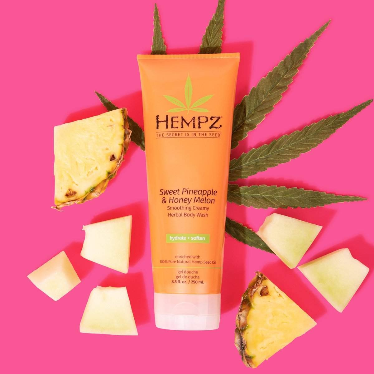 Hempz Herbal Body Wash Sweet Pineapple & Honey Melon Scent 8.5 fl.oz.-Hempz-BB_Bath and Shower,BB_Body Wash,Brand_Hempz,Collection_Bath and Body,Hempz_ Body Wash