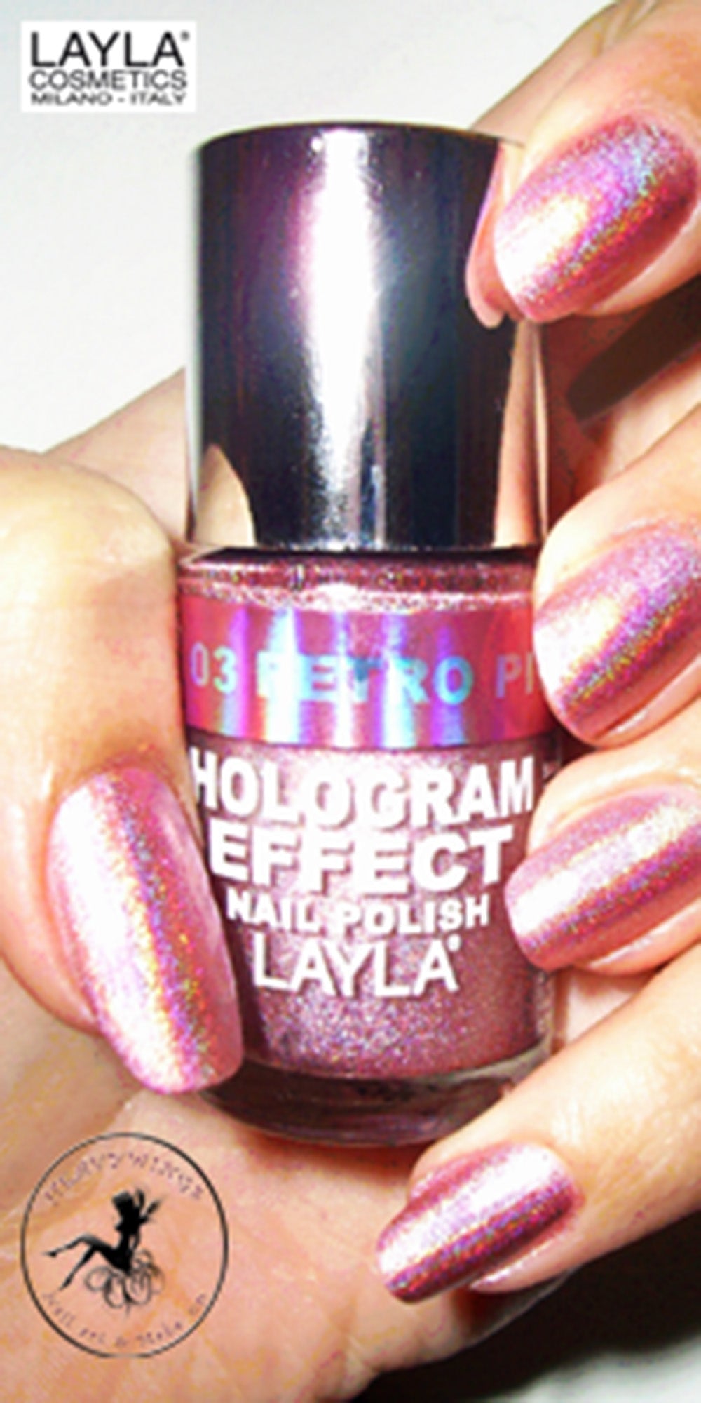 Layla Cosmetics Hologram Effect Nail Polish with Free Base File