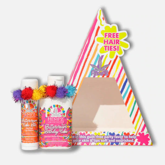 Hempz Party Favors Mini Buttercream Birthday Cake Moisturizer & Lip Balm Set