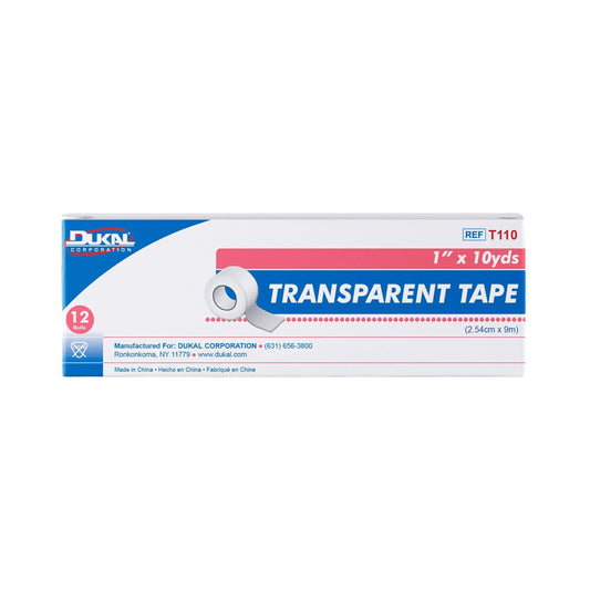 Dukal-18224M Transparent Surgical Tape, Box of 12 Rolls,1 Inches Width x 10 Yards Length-Dukal-Brand_Dukal/ Dawn Mist,Collection_Lifestyle,Dukal_Medical,Dukal_Tapes,Life_Medical,Life_Personal Care